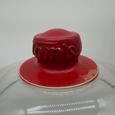 Vintage Tom’s Peanut Butter Sandwiches Glass Display Jar w/ Red Lid