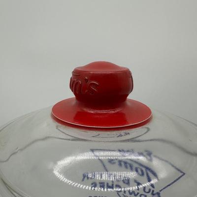 Vintage Tom’s Peanut Butter Sandwiches Glass Display Jar w/ Red Lid
