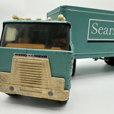 Vintage Sears Pressed Steel Semi Truck w/ Box Trailer – International Cab