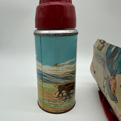 Vintage Roy Rogers & Dale Evans “Chow Wagon” Metal Lunchbox w/ Thermos