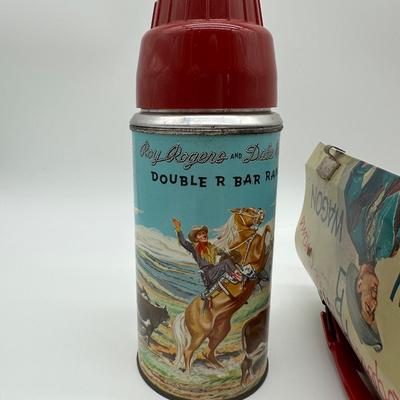 Vintage Roy Rogers & Dale Evans “Chow Wagon” Metal Lunchbox w/ Thermos