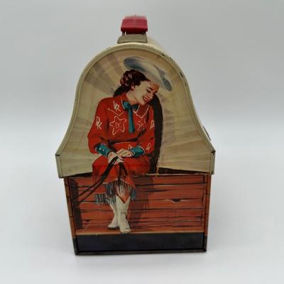 Vintage Roy Rogers & Dale Evans “Chow Wagon” Metal Lunchbox w/ Thermos