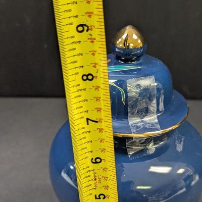 Vintage Fine China Japan Cobalt Blue Gold Iris Pattern Ginger Jar