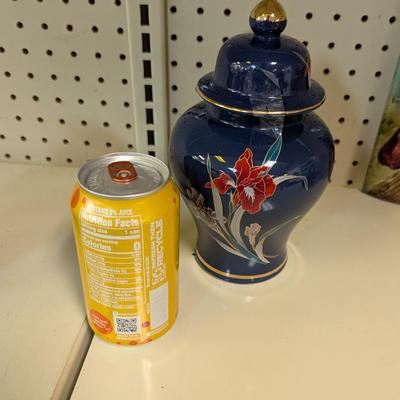 Vintage Fine China Japan Cobalt Blue Gold Iris Pattern Ginger Jar