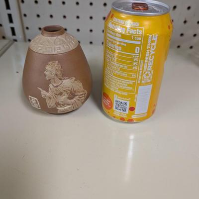 Vintage Japanese Raised Relief Art Pottery Vase With Makers Mark