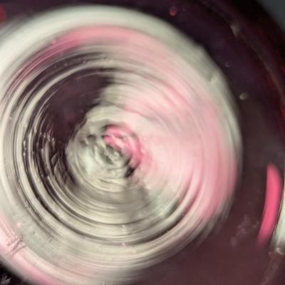 Bohemian Glass Ruby Red Gilded Painted Covered Trinket Candy Dish