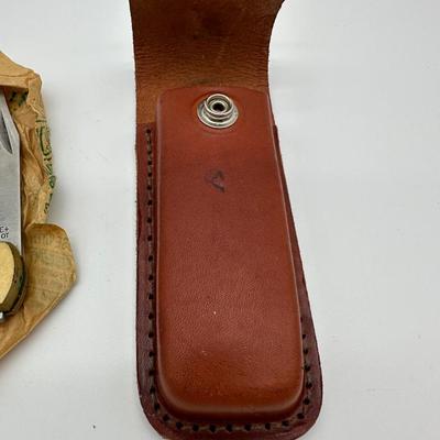 Schrade Old Timer 60T USA Folding Lockback Knife w/ Leather Sheath & Paperwork