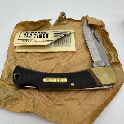 Schrade Old Timer 60T USA Folding Lockback Knife w/ Leather Sheath & Paperwork