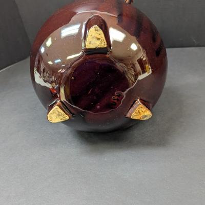 Vintage Hull Brown Pottery Pot Cauldron Wire Handle Footed Planter Pot