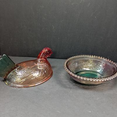 Rainbow Glass Nesting Hen