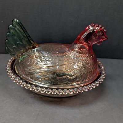 Rainbow Glass Nesting Hen