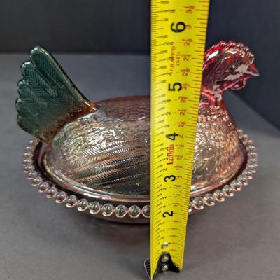 Rainbow Glass Nesting Hen