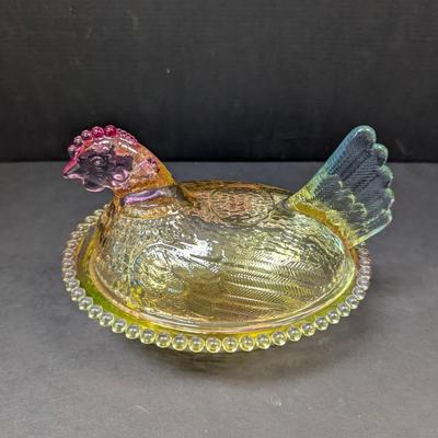 Rainbow Glass Nesting Hen