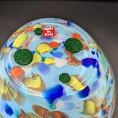 Azzurra Maestri Vetrai Italy Art Glass Vase Hand Blown Aqua Multicolor