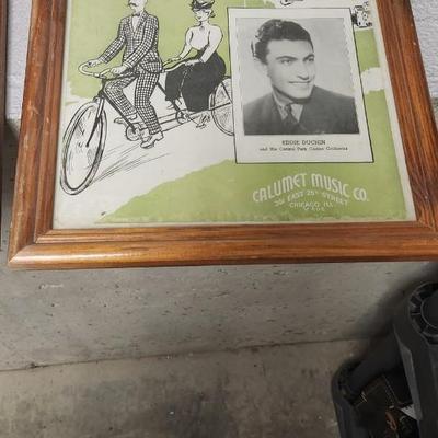 Sale Photo Thumbnail #54: Lot.of.misc framed art. Three old framed sheet music including Shirley Temple. Cute!