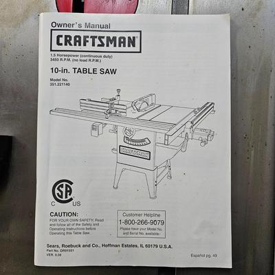 Craftsman 10" Heavy Duty Table Saw & Accessories (G2-JS)