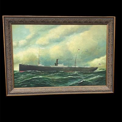 CSS Florida Sailing Ship Oil Painting, Lot #J13