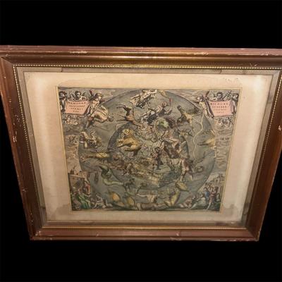 Framed Hemisphaeri Graphicum Coeli Lithograph - Lot #MJ11