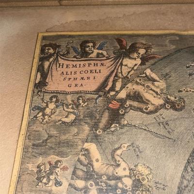 Framed Hemisphaeri Graphicum Coeli Lithograph - Lot #MJ11