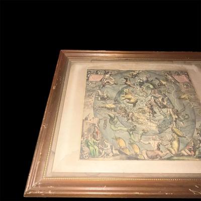 Framed Hemisphaeri Graphicum Coeli Lithograph - Lot #MJ11