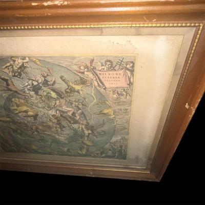 Framed Hemisphaeri Graphicum Coeli Lithograph - Lot #MJ11