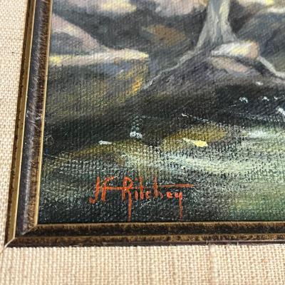 Trickling Brook Oil Painting, signed H. Richey Lot #MJ12