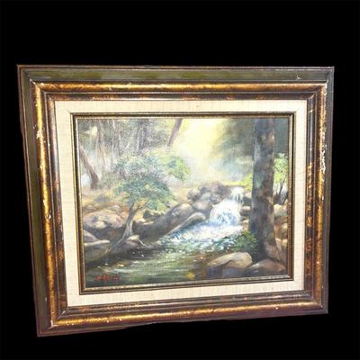 Trickling Brook Oil Painting, signed H. Richey Lot #MJ12