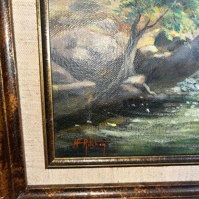 Trickling Brook Oil Painting, signed H. Richey Lot #MJ12