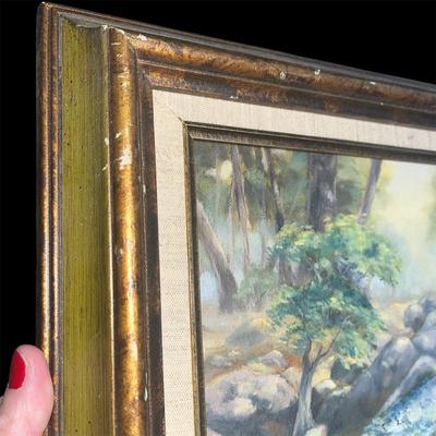 Trickling Brook Oil Painting, signed H. Richey Lot #MJ12