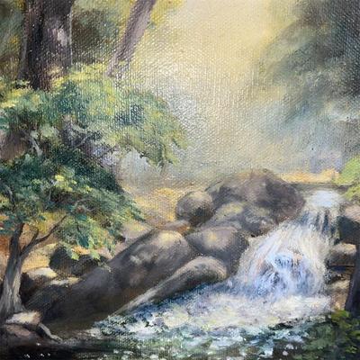Trickling Brook Oil Painting, signed H. Richey Lot #MJ12
