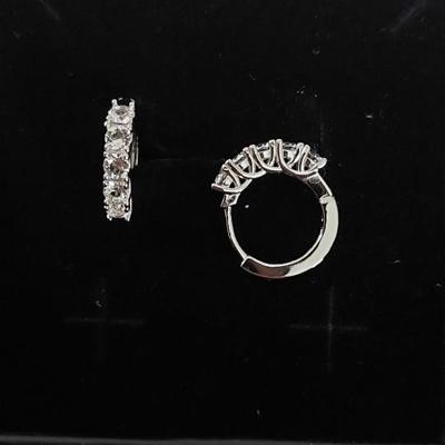 White Gold Plated Halo Stud Earrings