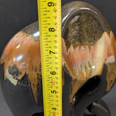 Handmade Ceramic Elephant Statue Iridescent Glaze