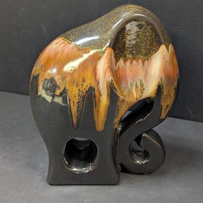 Handmade Ceramic Elephant Statue Iridescent Glaze