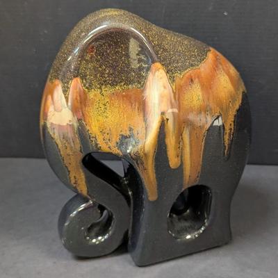 Handmade Ceramic Elephant Statue Iridescent Glaze