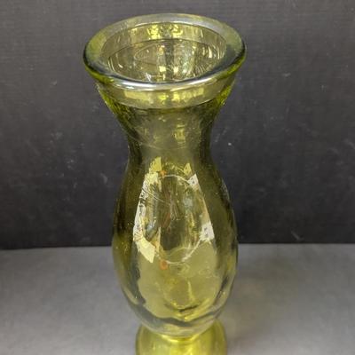 Tall Cylinder Green Glass Vase