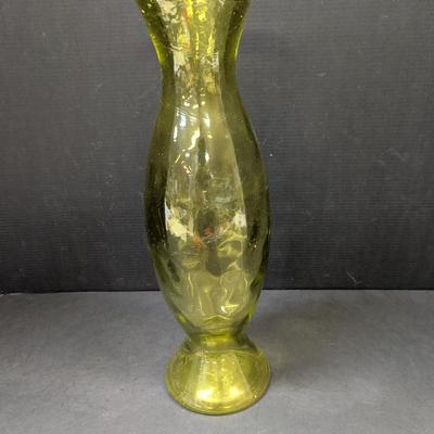 Tall Cylinder Green Glass Vase