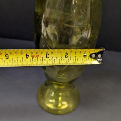 Tall Cylinder Green Glass Vase