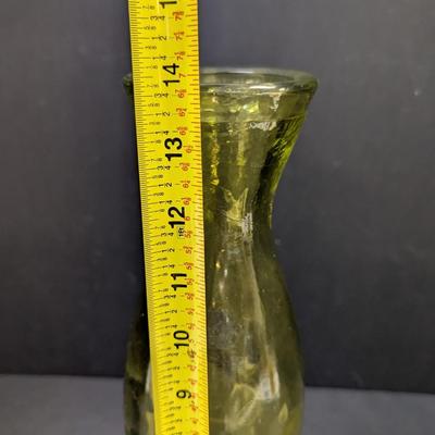 Tall Cylinder Green Glass Vase