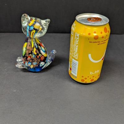 Murano Glass Cat Hand Blown Millefiori Art Glass Figure