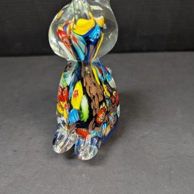 Murano Glass Cat Hand Blown Millefiori Art Glass Figure