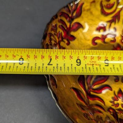 Arda Glassware Vanessa Shallow Bowl Antique Gold & Red