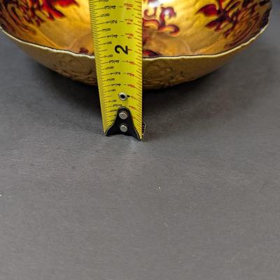 Arda Glassware Vanessa Shallow Bowl Antique Gold & Red