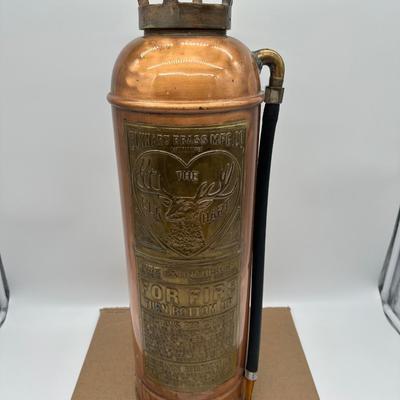 Antique Elkhart Brass Copper Fire Extinguisher