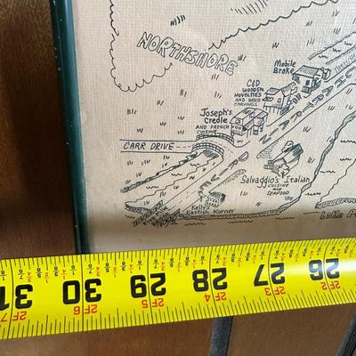 1985 Slidell, Louisiana Illustrated Map – Olde Towne – Framed & Signed