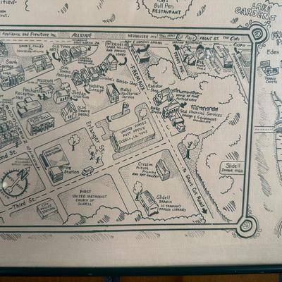 1985 Slidell, Louisiana Illustrated Map – Olde Towne – Framed & Signed