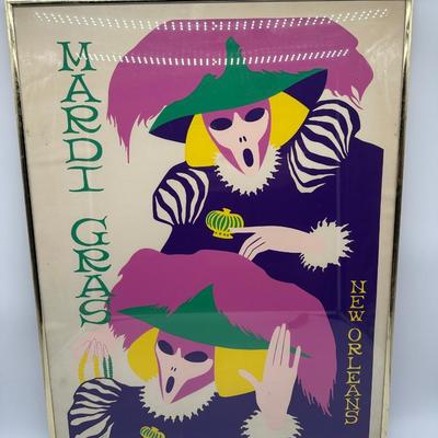 Vintage Mardi Gras New Orleans Art Print – Framed & Numbered