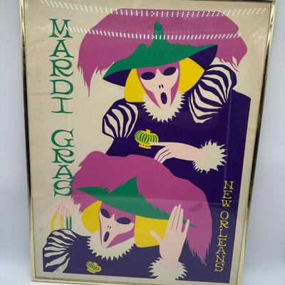 Vintage Mardi Gras New Orleans Art Print – Framed & Numbered