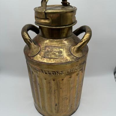 Antique Geo. D. Ellis & Sons Brass Milk Can – 5 Gallon – Philadelphia