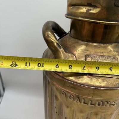 Antique Geo. D. Ellis & Sons Brass Milk Can – 5 Gallon – Philadelphia