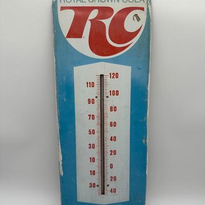 Vintage Royal Crown Cola (RC) Metal Thermometer Sign